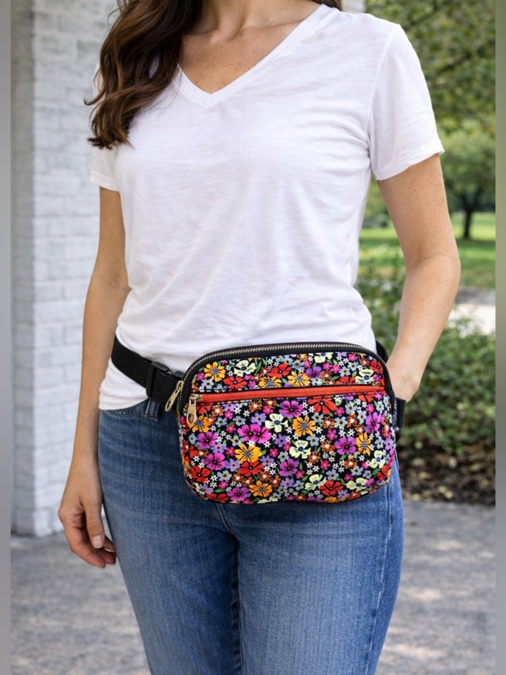 Brighton Painted Poppies Belt Bag NWT